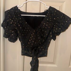 DO+BE Black Blouse with Gold Accents